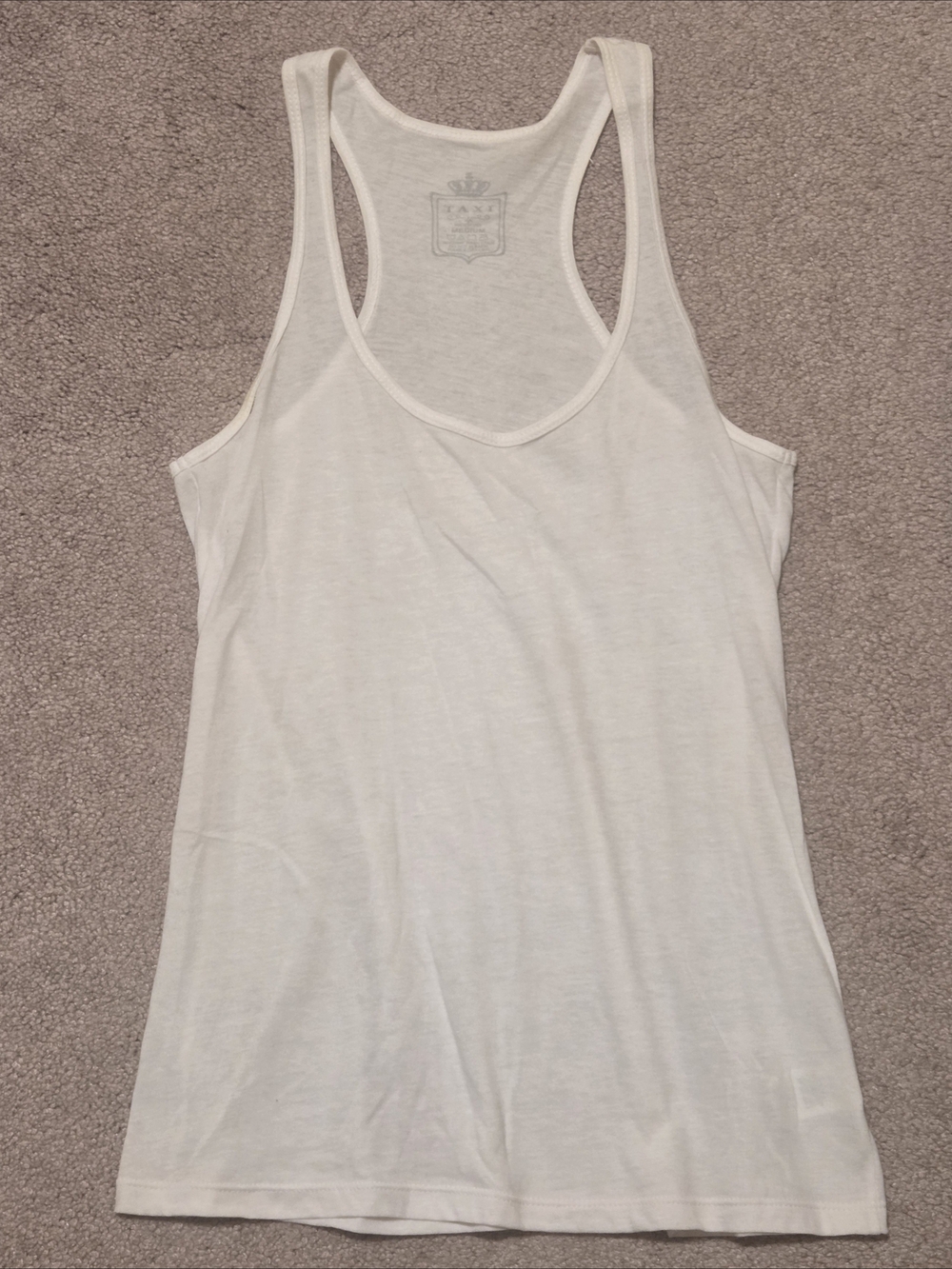 Vintage Taxi White Cotton Racerback Tank Top
